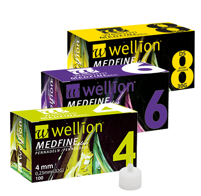 Wellion MEDFINE Plus Pennadeln Die extra feinen Wellion MEDFINE Plus Pennadeln mit Facetten-Schliff und der dünnen Silikonbeschichtung für eine mühelose Gleitfähigkeit, bieten maximalen Komfort. Der erweiterte Innendurchmesser ermöglicht einen optimalen Insulinfluss. Verschiedene Größen. 4mm, 5mm, 6mm, 8mm, 10mm und 12mm. Foto